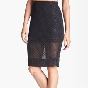 NWOT Leith Black Sheer Sparkle Polka Dot Pencil Skirt (Size 4)